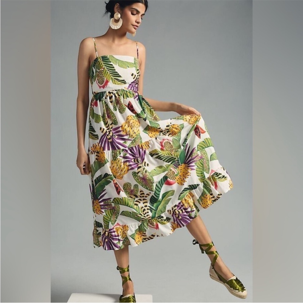 Farm Rio Tropical Print Midi Dress Size Small NWT